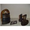 Image 1 : Taylor And Forbes Sad Iron Set and 2 Cast Irons w/Trivet