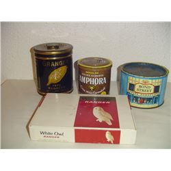 4 Old Pipe Tobacco And Cigar Containers
