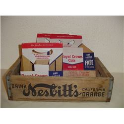 Old Wooden Nesbitts Orange Pop Crate And 3 Six Pack Cartons
