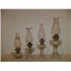 Image 1 : Complete Set Of 4 Late 1800'S Dog Tooth Coal Oil Lamps