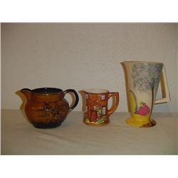 3 English Milk Pitchers Cottage Ware Etc.