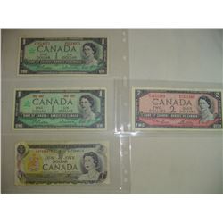 4 Canadian 1 And 2 Dollar Bills