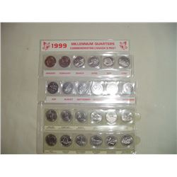 2 Sets Canadian Quarters 1999 Millenium And 1992 Provincial
