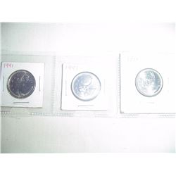 3 1991 Canadian Quarters