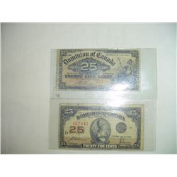 1900 And 1923 Canadian 25 Cent Shinplasters
