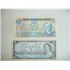 Image 1 : 2 Canadian 5 Dollar Bills 1954 And 1987