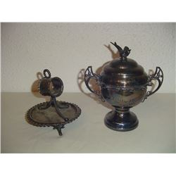 Fancy Victorian Figural Napkin Holder And Spooner