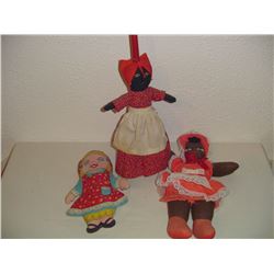 3 Old Cloth Stuffed Dolls