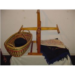 Collection 7 Hutterite Items Baskets Wool Winder Etc.