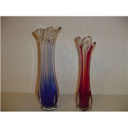 2 Large Art Glass Vases