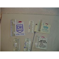 Collection 6 Tin Advertising Rain Gauges