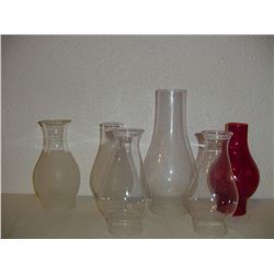 6 Old Coal Oil Lamp Chimneys