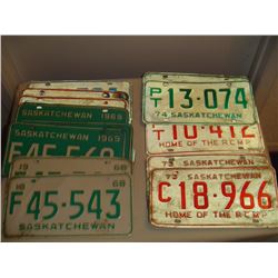 16 Saskatchewan 1960's And 70's Licence Plates