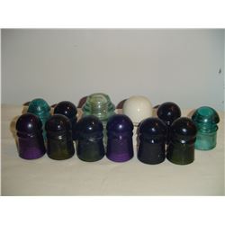 Lot of 12 Glass Insulators Including Purple