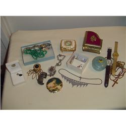 Large Lot Of Old Jewelry, Watches, Dresser Boxes Etc.