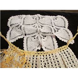 2 pcs Crochet Apron + Doilies