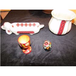 Ukrainian Ceramic Items, Wooden Egg & Cup