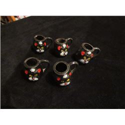 Five Miniature Scotty Dog Mugs - Stamped Japan