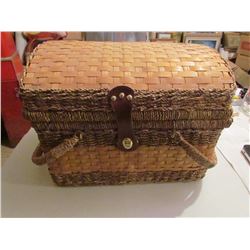 Woven Picnic Basket With Supplies