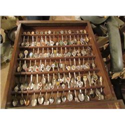 Approx 125 Collector Spoons With Display Case
