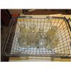 Image 1 : Wire Basket With 6 Assorted Milk Bottles - One Cracked