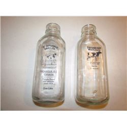 "D" Dutchmen Dairy LTD Milk Bottles - Sicamous, BC - One Litre 9" High