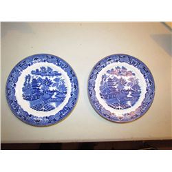 Set of Two Blue & White Plates 8" Diameter