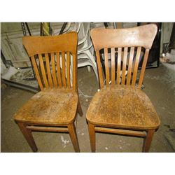 Pair of 2 Solid Oak Office Chairs