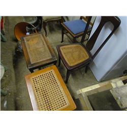 Wicker Bottom Chair & Two Side Tables