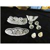 Image 1 : Cut Glass Pieces - Salt & Pepper , Napkin Holder & Dishes