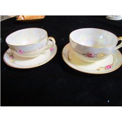 Pair E Hand China Cups Dated 1922