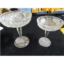 Two Cut Glass Stemmed Bowls