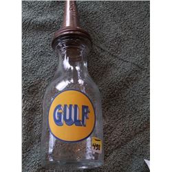 Gulf 1 Qt Oil Bottle with Spout & Lid