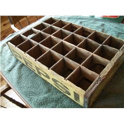 Pepsi 24 Bottle Wooden Crate - Yellow / Black Lettering