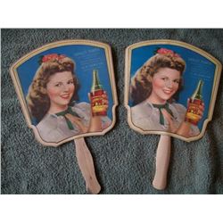 Two RC Cola Soda Fountain Fans 1940's Shirley Temple