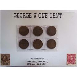 Six George V One Cents - 1932, 1933, 1934, 1935, 1936