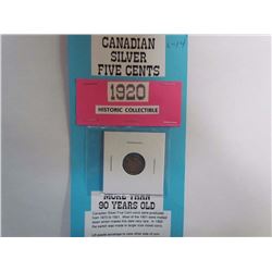 1920 Canadian Silver Five Cent