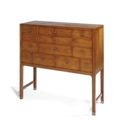 JOSEF FRANK TWELVE DRAWER CABINET, 1940S EXECUTED AS A SPECIAL ORDER BY SVENSKT TENN; MAHOGANY, B...
