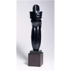 JEAN CHAUVIN FERTILITÉ, 1920S INSCRIBED "CHAUVIN"; LACQUERED WOOD ON WOODEN BASE 187/8 IN. (48 CM...