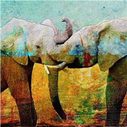 "Tanda Tula Trunk Play" by John Baran Animal Art
