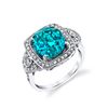 Image 2 : BLUE ZIRCON AND DIAMOND RING SET IN 14 KARAT WHITE GOLD