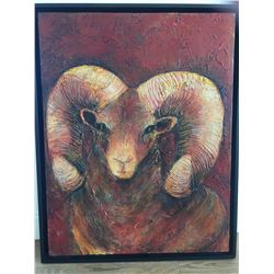BIGHORN SCULPTED PAINTING 24X32