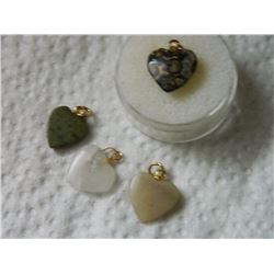 ASSORTED HEART PENDANTS - JASPER STONE HEARTS 4 TTL