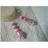 Image 3 : EARRINGS - NEW - FACETED PINK CATS EYE WITH SHEPHARD HOOKS - 1 1/2"