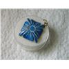 Image 1 : HAND CRAFTED CARVED LAPIS ON ROPE - 1 1/2" TALL X 1" DIAMETER - HAS UNIQUE SWAN CLASP/HOOK (non-fero