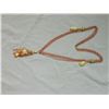 Image 1 : NECKLACE - MULTI CHAIN NECKLACE WITH COPPER LIKE CHAIN AND FREE FORM POLISHED STONES - 30"