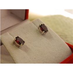 NEW EARRINGS - NEW OVAL FACETTED GARNETS IN STERLING SILVER STUD SETTING - RETAIL ESTIMATE $275