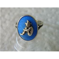 RING- FROM ESTATE  - LITTLE PIXI -stamped "silver" made in Engand"