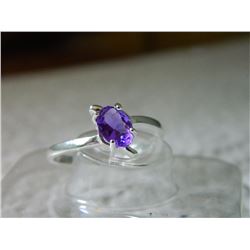 RING - STERLING SILVER - PURPLE STONE - STAMPED 925