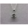 Image 1 : NECKLACE - TRILLUON FACETED GREEN AMETHYST & DIAMOND IN STERLING SILVER PENDANT WITH STERLING SILVER
